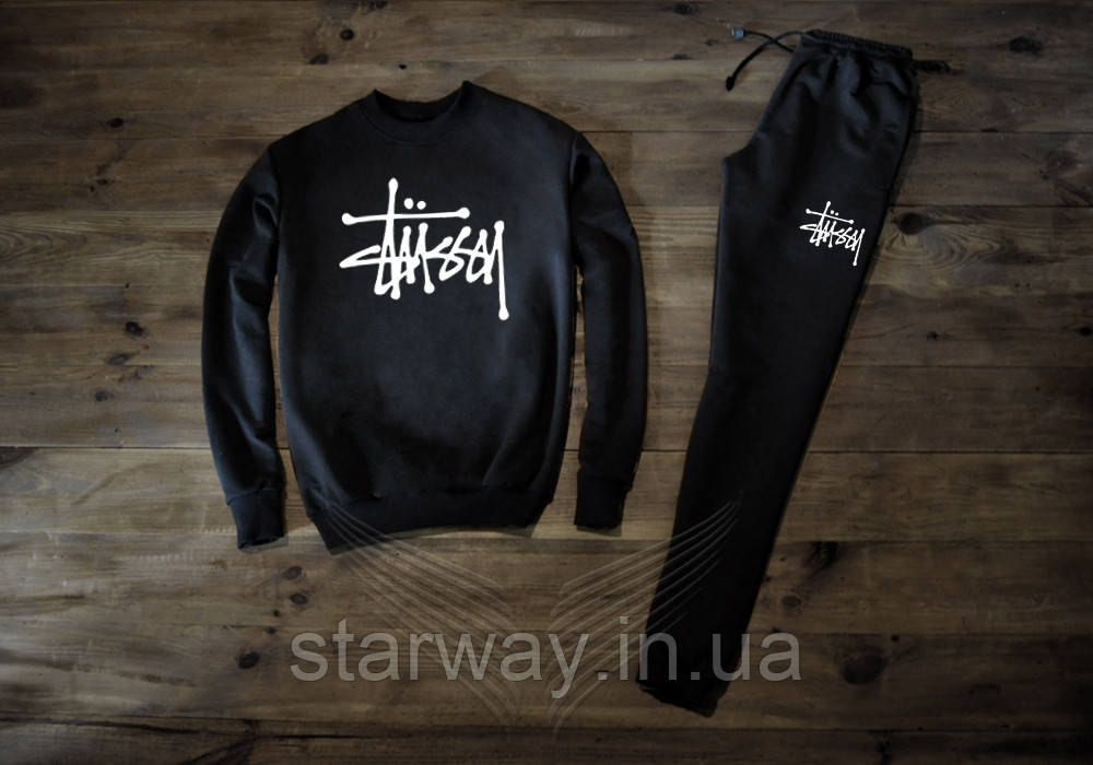 Трикотажний чорний костюм Stussy