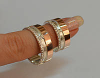 Обручальное кольцо серебро с золотыми пластинами, все размеры 15-22р