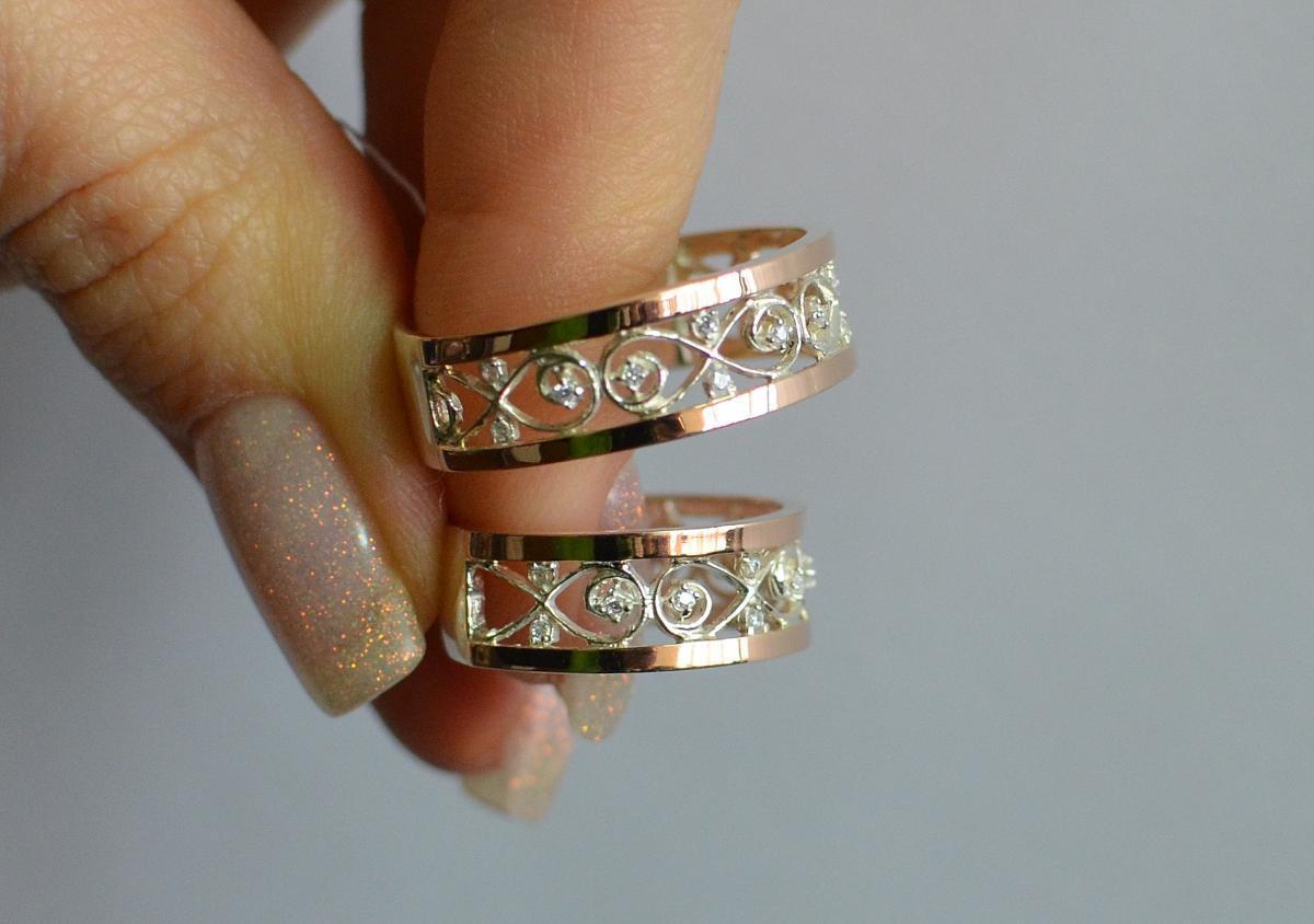 Обручальное Кольцо Серебро с Золотыми Пластинами, Все Размеры 15-22р ...