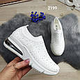 Жіночі білі текстильні кросівки зі стразами на високій підошві, 41 р., фото 3