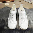 Жіночі білі текстильні кросівки зі стразами на високій підошві, 41 р., фото 6