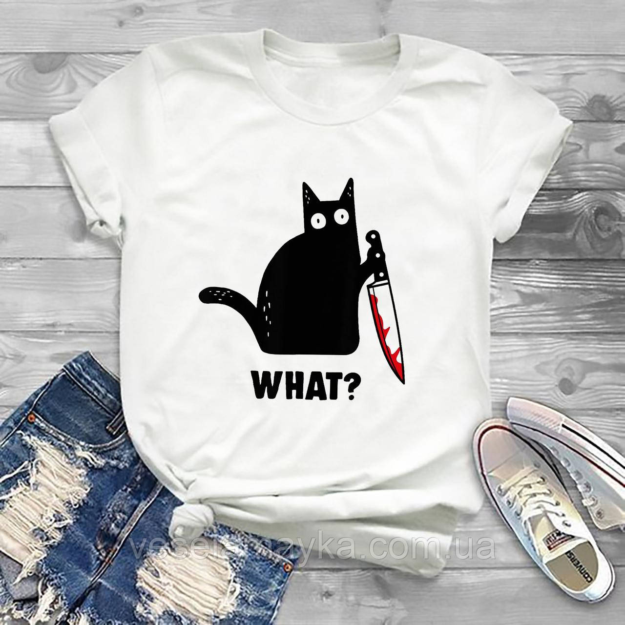 Футболка Кіт з ножем (What?)