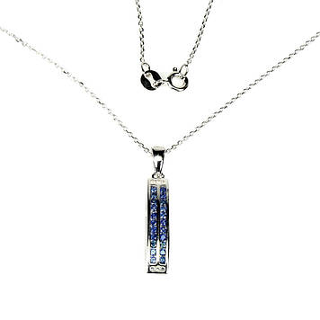 Кулон синій Сапфір (Африка) і Білий Топаз. Срібло 925, покриття золотом 14 каратів + ланцюжок у подарунок