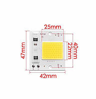 Светодиодная LED матрица AC 10Ватт 47*42мм SMART CHIP 220V ( встроенный драйвер )