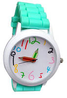 Красочные женские часы со стрелками-карандашами силиконовый ремешок Бирюзовый
