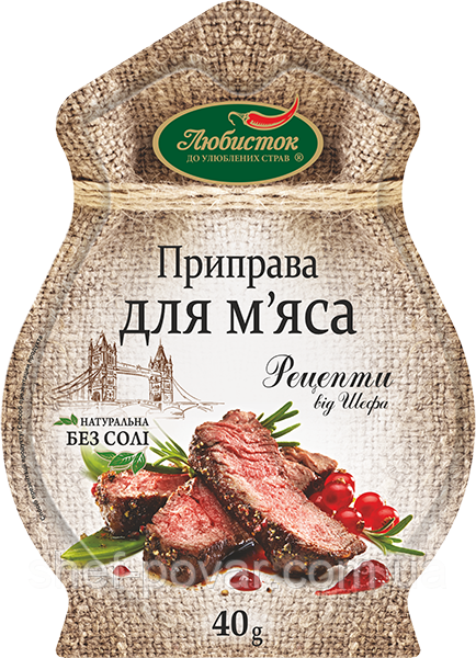 «Рецепти від Шефа» Приправа до м'яса без солі 40 г ТМ "Любісток"