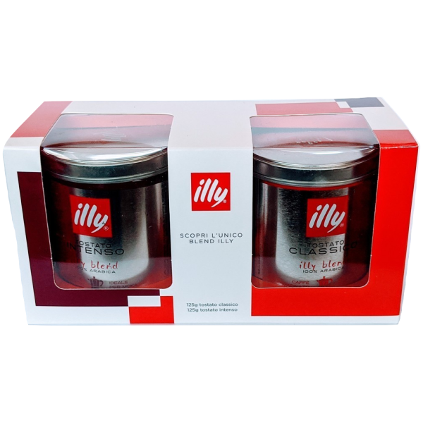 Подарунковий набір кави illy Intenso + Classico мелений 2*125 г ж/б, фото 1