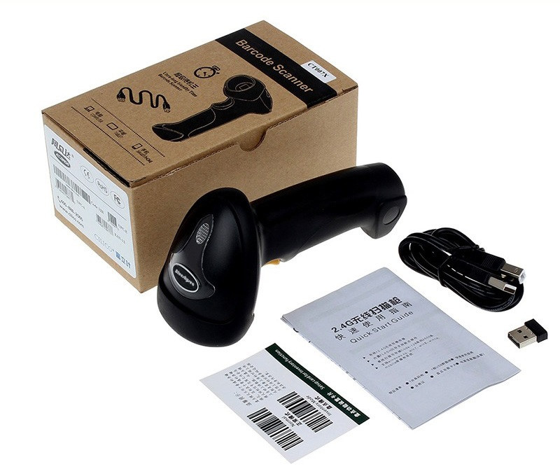 Сканер бездротовий Alanda CT-007X, receiver 2,4G; лазер, чорний