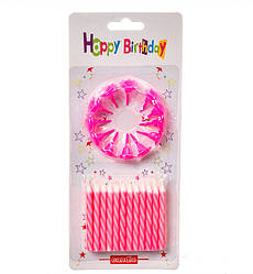 Свічки в торт "Classic Pink", набір 12 шт