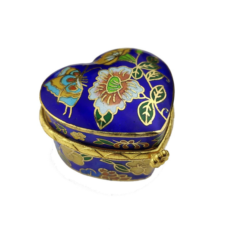 Скринька клуазоне у формі серця 5х5х3,5 см синя (С1091)
