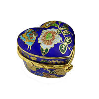 Скринька клуазоне у формі серця 5х5х3,5 см синя (С1091)