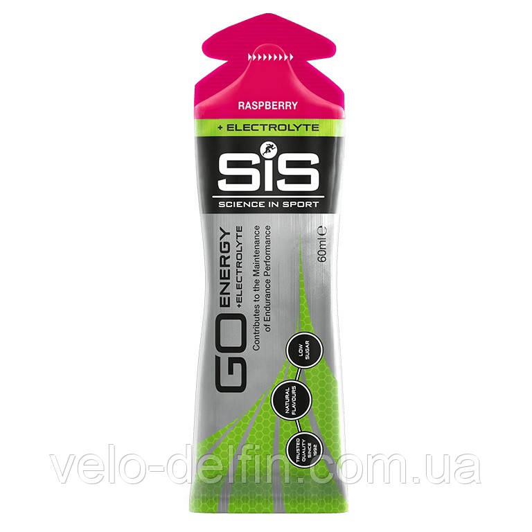 SiS Go Energy+Electrolyte енергетичний гель з електролітами малина 60 мл, фото 1