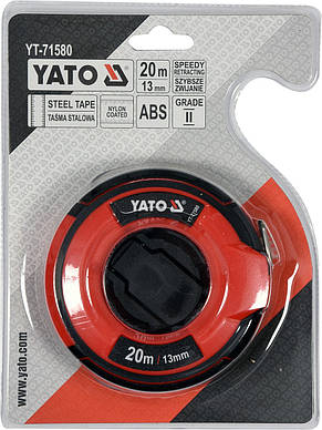 Рулетка сталева з нейлоновим покриттям YATO YT-71580 20 м х 13 мм, фото 2