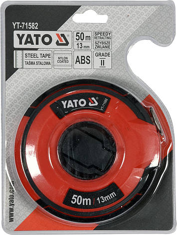 Рулетка сталева з нейлоновим покриттям YATO YT-71582 50 м х 13 мм, фото 2