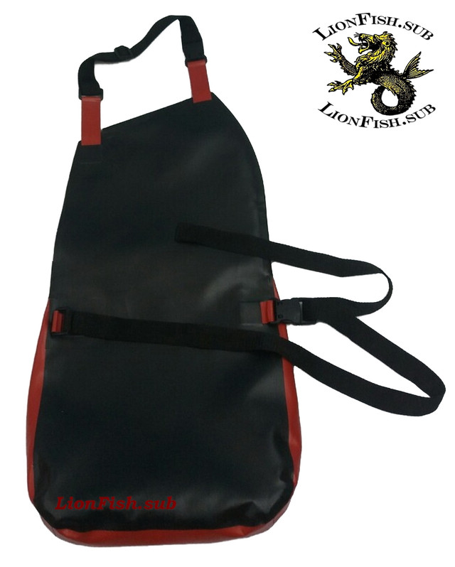 Сумка для Раков и Рыбы LionFish.sub. Нагрудная Питомза из ПВХ материала. Удобный фартук для сбора и хранения подводных находок и добытой рыбы. Бальшая, карман слева.