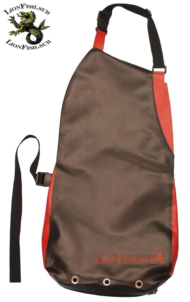 Сумка для Раков и Рыбы LionFish.sub. Нагрудная Питомза из ПВХ материала. Удобный фартук для сбора и хранения подводных находок и добытой рыбы. Бальшая, карман слева.