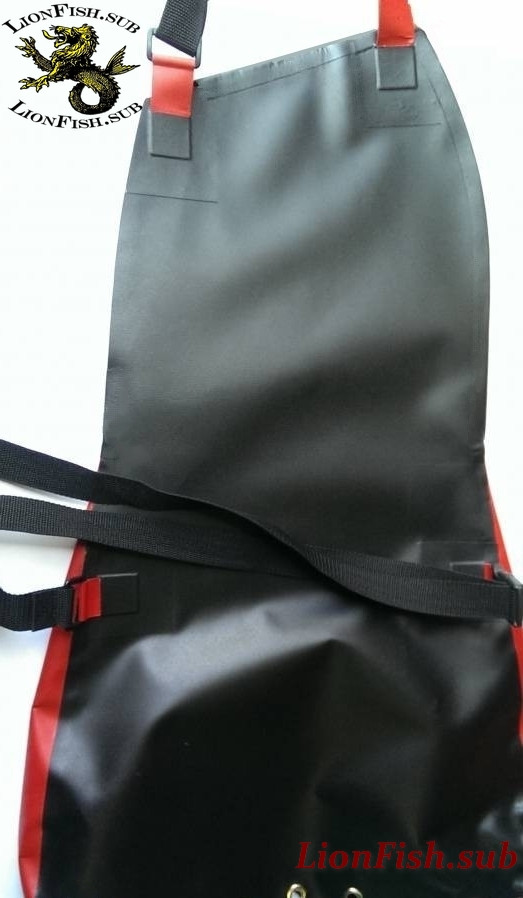 Сумка для Раков и Рыбы LionFish.sub. Нагрудная Питомза из ПВХ материала. Удобный фартук для сбора и хранения подводных находок и добытой рыбы. Бальшая, карман слева.