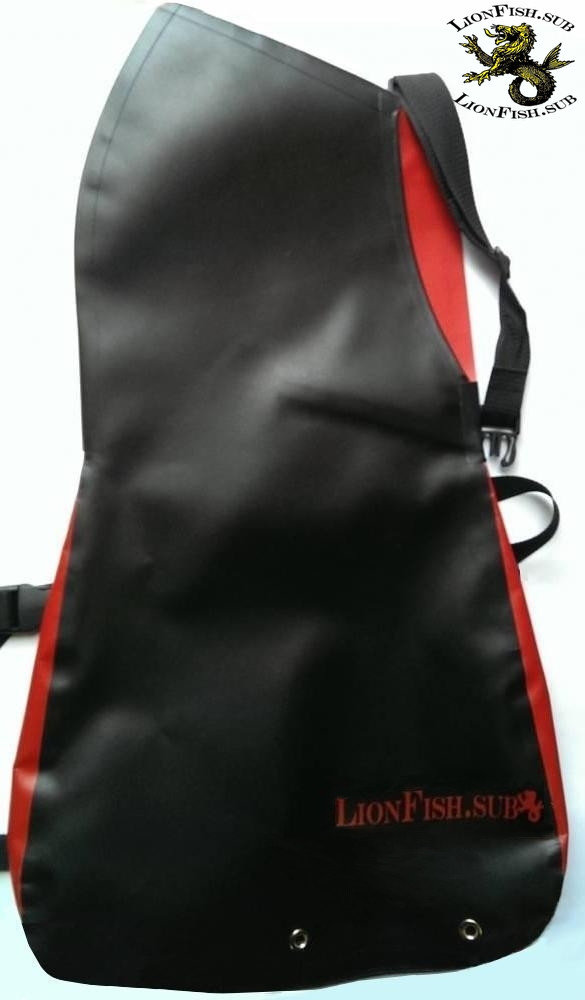 Сумка для Раков и Рыбы LionFish.sub. Нагрудная Питомза из ПВХ материала. Удобный фартук для сбора и хранения подводных находок и добытой рыбы. Бальшая, карман слева.