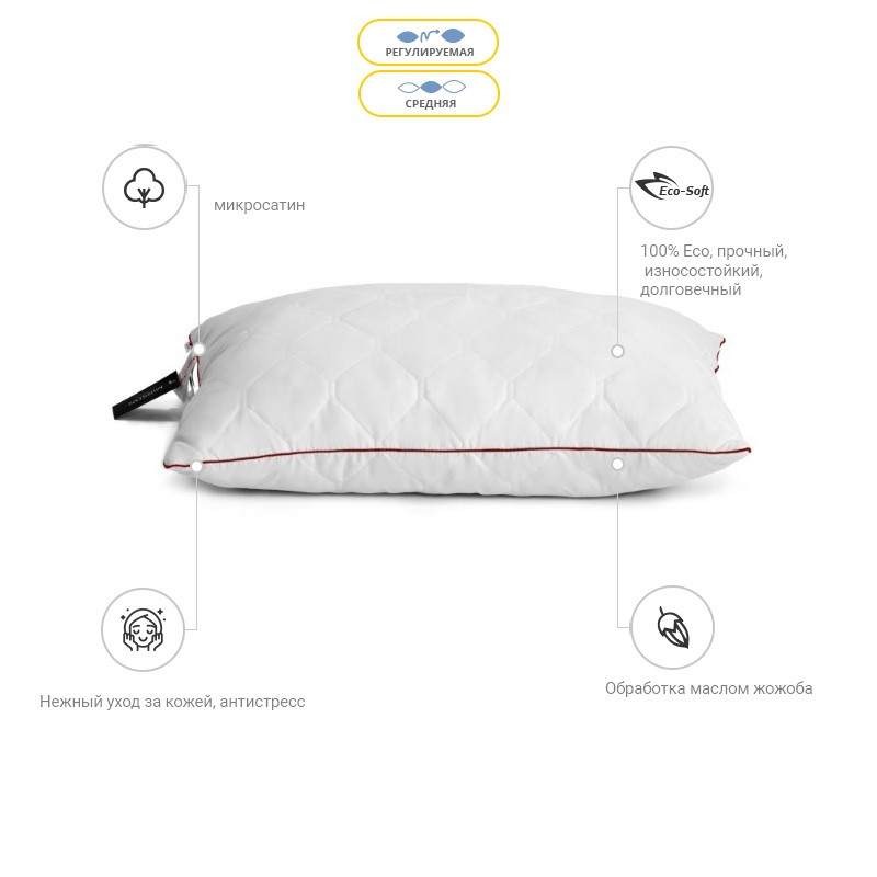 Подушка 50х70 Eco-Soft Eco Jojoba 0465 на блискавці