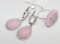Срібний гарнітур з рожевим кварцом Жанетт