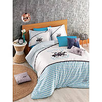 Постільна білизна Beverly Hills Polo Club сатин — BHPC 103 Blue євро