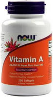 Vitamin A 25.000 IU Fish Liver Oil NOW, 250 капсул
