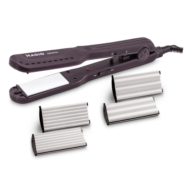 Випрямляч і гофре для волосся MAGIO МG-722, 3 керамічні насадки Dark Purple, фото 1