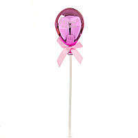 Топер для декору у формі надувної кульки "З Днем народження" 21х4,5 см (рожевий)
