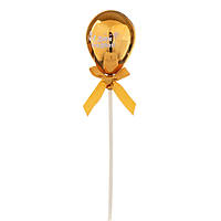 Топер для декора в форме надувного шарика "С Днем Рождения" 21х4,5 см (золото)