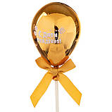Топер для декору у формі надувної кульки "З Днем Народження" 21х4,5 см (золото), фото 2