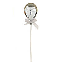 Топер для декору у формі надувної кульки "З Днем народження" 21х4,5 см (срібло)