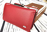 Жіночий червоний гаманець. Жіноче портмоне Sergio Torretti шкіра. СК001, фото 3