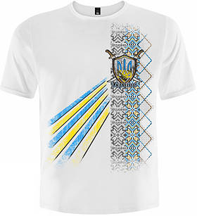 Біла футболка Тризуб (візерунок) Футболка біла Футболка патріотична