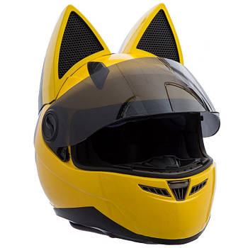 Мото Кото шолом з вушками жіночий MS-1650 Tanked Racing (ABS, розмір М-55-58, жовтий)