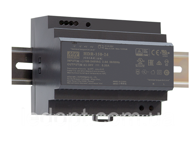 Блок живлення Mean Well на DIN-рейку 135.6W DC12V (HDR-150-12)