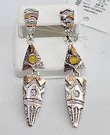 Серебряные серьги женские с подвесом в этническом стиле "Скифия" оригинальные Сережки из серебра