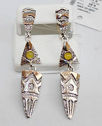 Срібні сережки жіночі з підвісом в етнічному стилі "Скіфія" оригінальні Сережки зі срібла