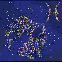 Набір для розпису по номерах. Фарба "металік" Зоряний знак "Риби" 50*50см