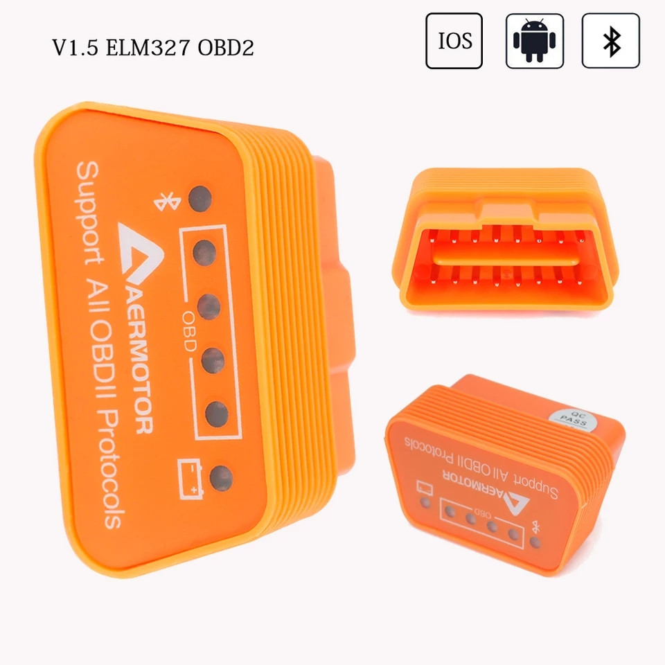 ДІАГНОСТИЧНИЙ АВТОСКАНЕР ELM327 AERMOTOR orange V1.5 Android PC Bluetooth 4.0