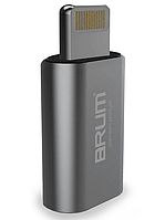 Переходник BRUM P002 с micro USB на Lightning серый