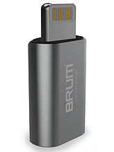 Перехідник BRUM P002 з micro USB на Lightning сірий