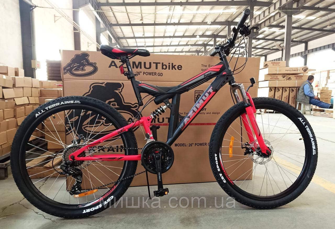 Велосипед гірський двопідвісний POWER 26" FRD, рама 19,5", чорно-червоний!, фото 1