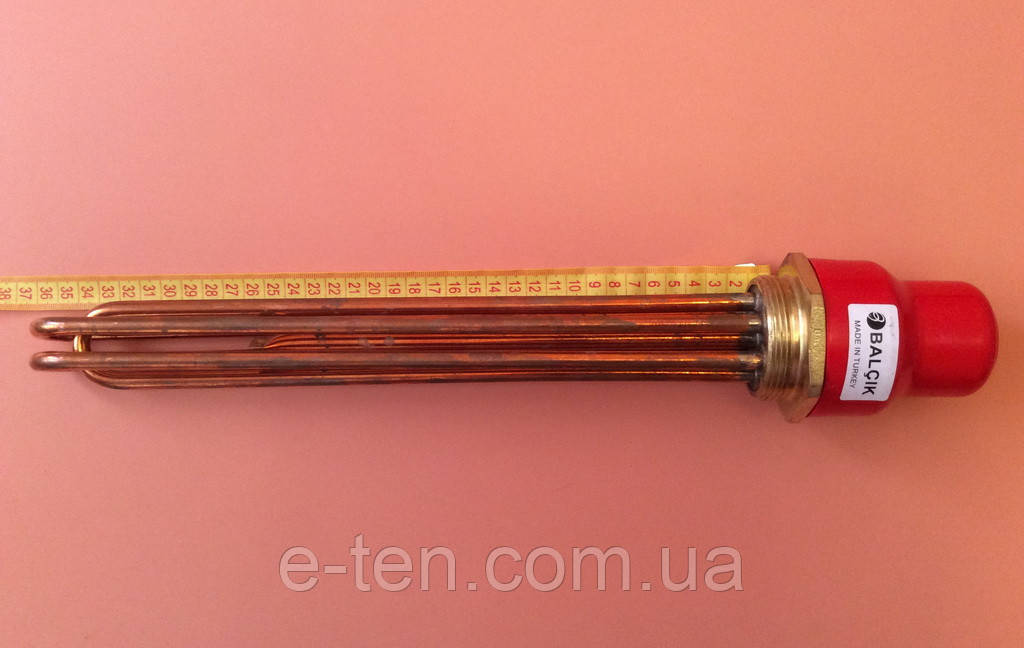 Блок ТЕН прямий МІДНИЙ 6000W (220/380 V) на різьбі 2" / L=360мм Balcik, Туреччина, фото 1