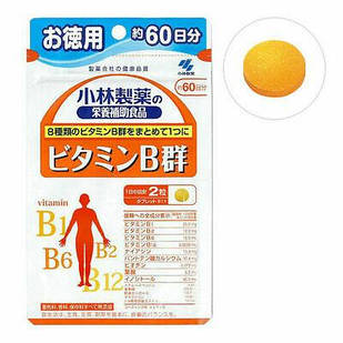 Kobayashi Японський комплекс вітамінів групи B + інозид, 120 таблеток на 60 днів прийому. До 03/2027