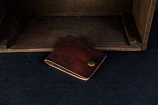 Шкіряний гаманець портмоне Жорик, натуральна шкіра італійський Краст, колір коричневий, відтінок Вишня, фото 2