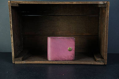 Шкіряний гаманець портмоне Жорик, натуральна шкіра італійський Краст, колір Бордо