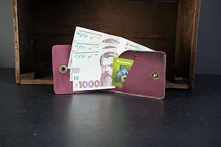 Шкіряний гаманець портмоне Жорик, натуральна шкіра італійський Краст, колір Бордо, фото 3