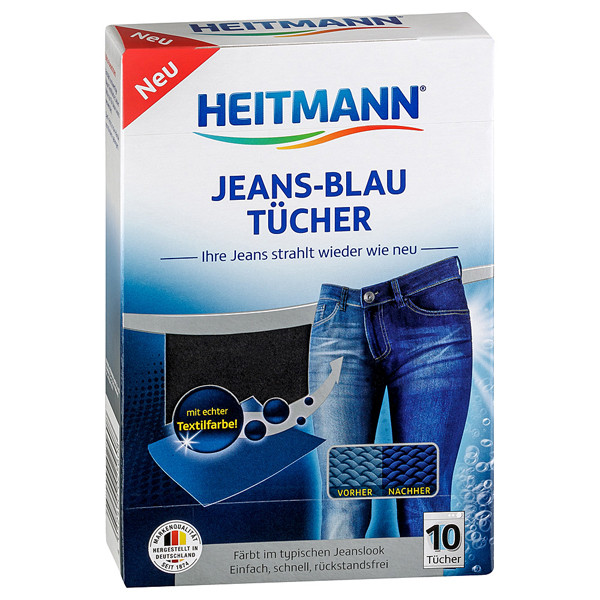 Серветки для прання джинсів Heitmann Jeans-Blau Tücher, 10 шт.