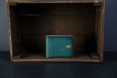 Шкіряний гаманець портмоне Жорик, натуральна шкіра італійський Краст, колір Зелений