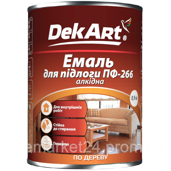Емаль алкідна DekArt ПФ-266 для підлоги Червоно-Коричнева 0.9кг